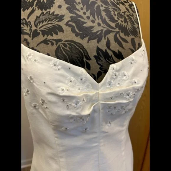 Vintage Bill Levkoff a line midi dress w/ flower & rhinestone embroidery detail - Picture 2 of 4